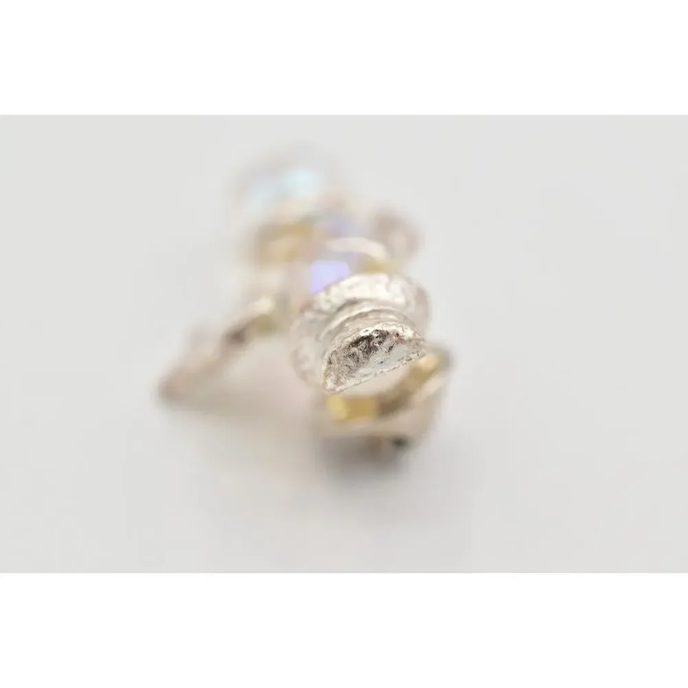 Olit Vintage Crystal Snowman Pin Brooch Tie Tac Aurora Borealis Signed BinAL